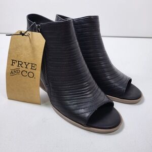 Frye And Co. Gianella Peep Toe 3in Heeled Sandals Womens 7 M Black Slingback Zip
